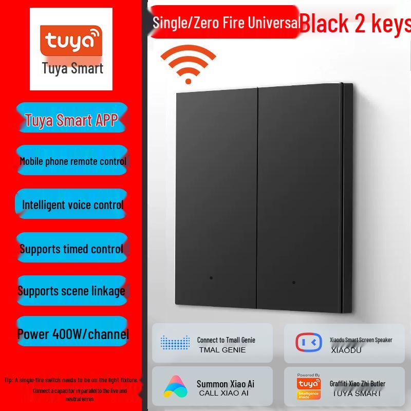 Graffiti WiFi Smart Switch: Universal Control for Single Live & Neutral, Supports Google, Alexa & XiaoAI.