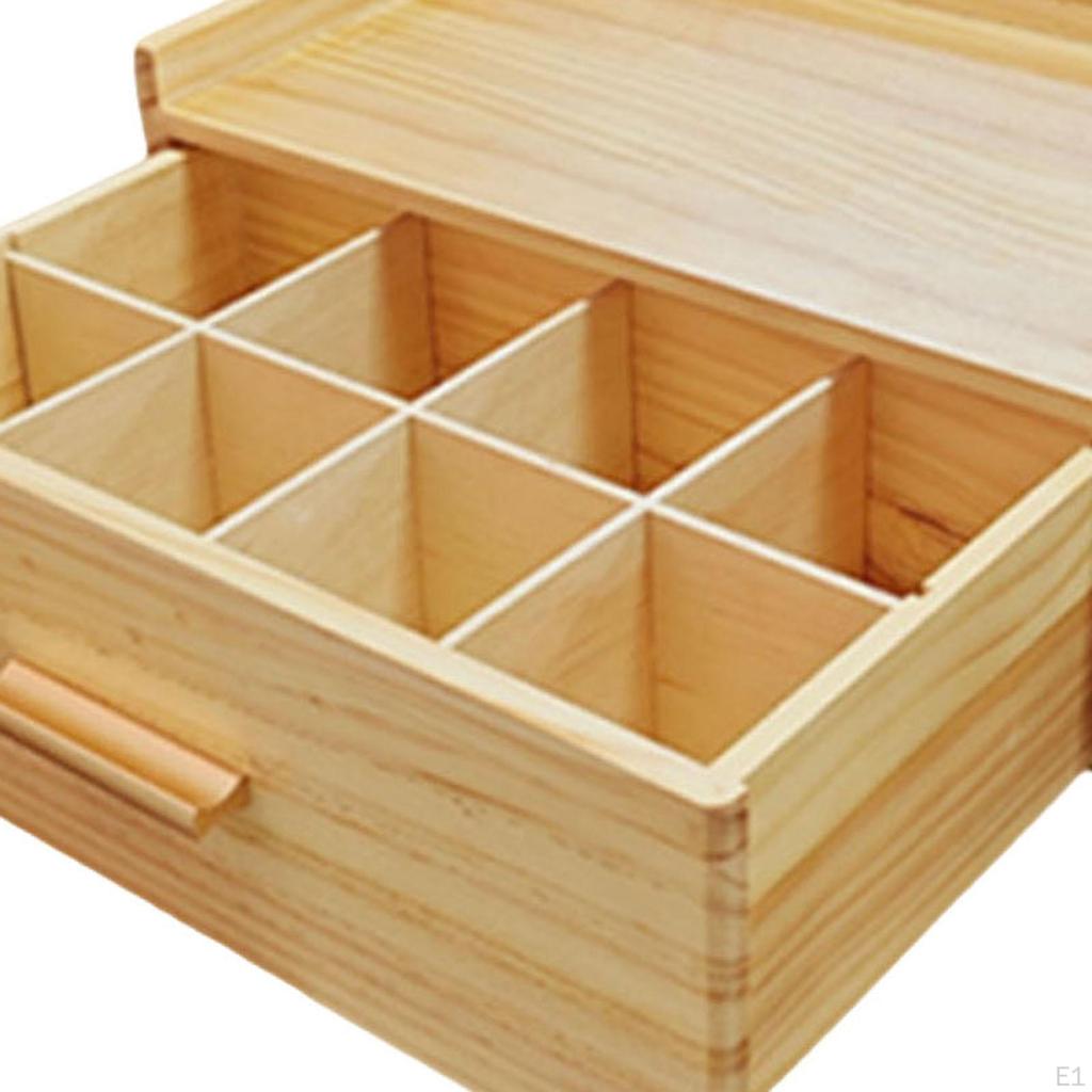 Wood Tea Bag Organizer Station Chest Rustic Space Saving Teabag Holder Storage Box with Drawer
