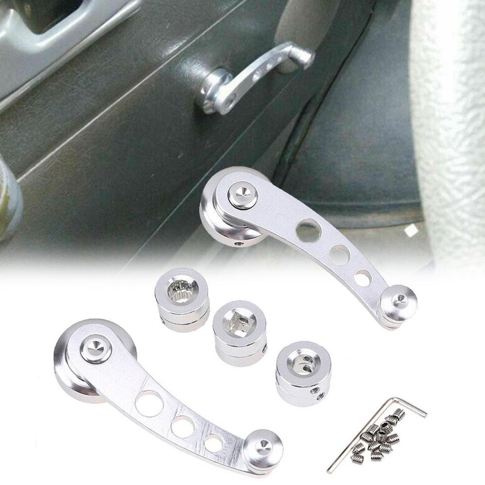 2pcs Car Window Handle Winder Riser Aluminum Alloy Universal Riser Replacement Coiler Crank Riser Hand Crank Window Rocker Kit серебряный