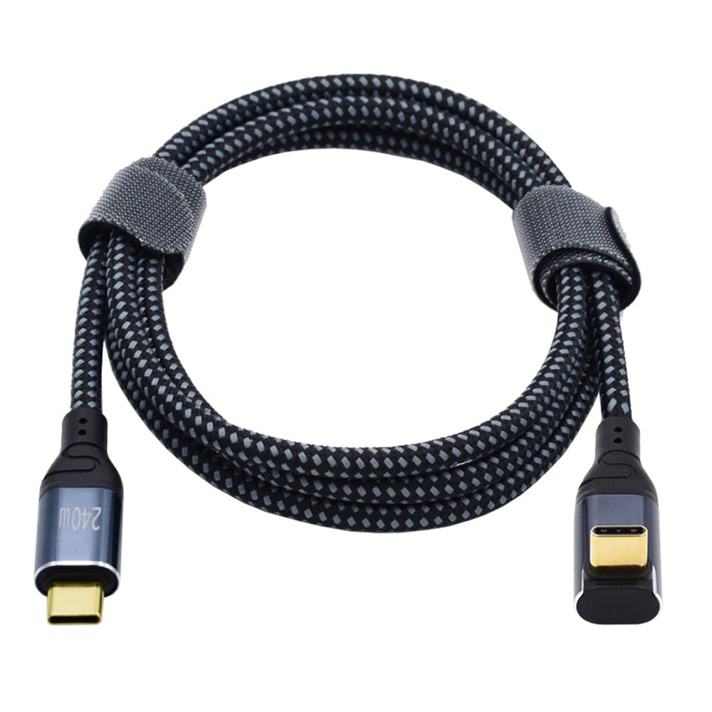 NFHK 240W 90 Degree USB for and Mobile 50cm USB-C Type-C Cable, 480Mbps, 48V, 5A, Upward/Downward Angle, 2.0 Compatible, 100W, Laptops, Tablets,