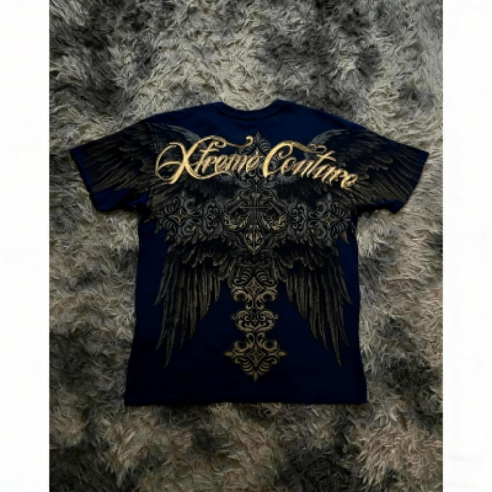 Fashion Summer Kids T-shirt Vintage Gothic Cross Wing Print Tees Round Neck T-shirt Outdoor Street Style Top Casual Boy and Girl's Clothing