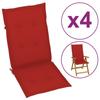 Day and Night - Day and Night High Back Garden Chair Cushion 4 Pcs Red Fabric 120x50x3 Cm