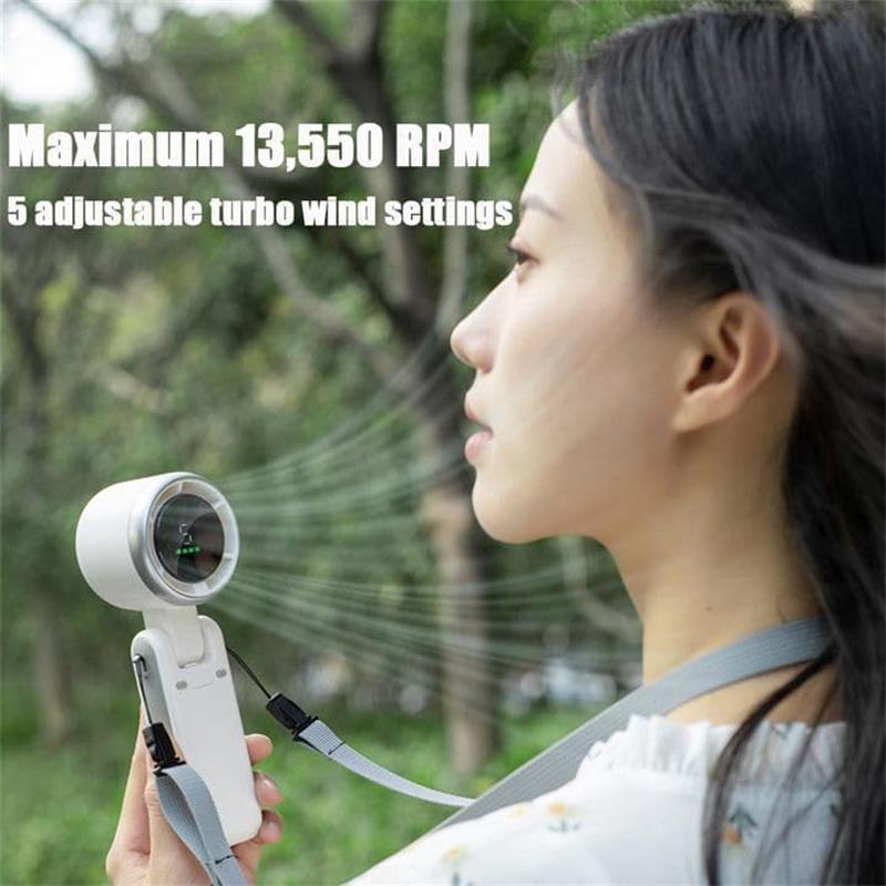 1Pc Portable Handheld Turbo Fan,Hand Folding High-Speed Turbine Fan