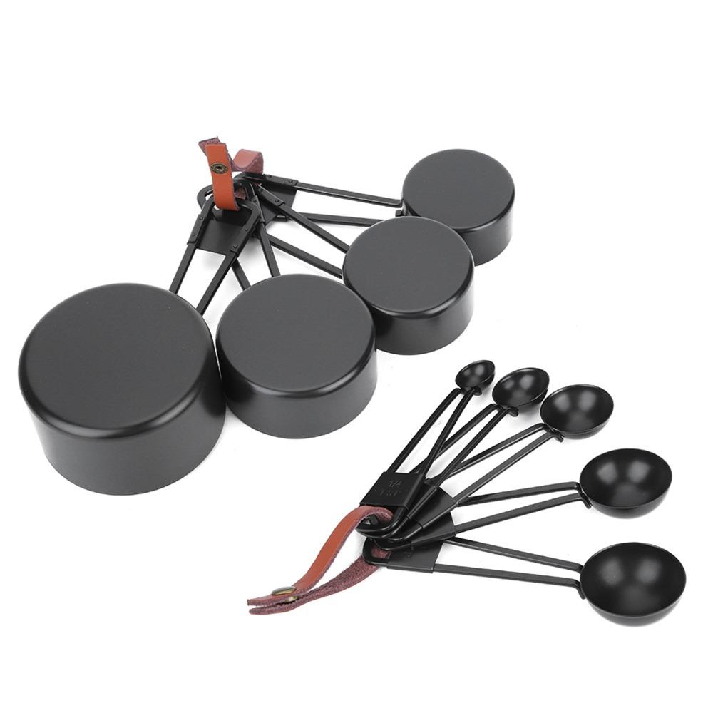 Black Measuring Spoon Set with Scale Baking Measuring Tools Measuring Cups Set Baking Cooking