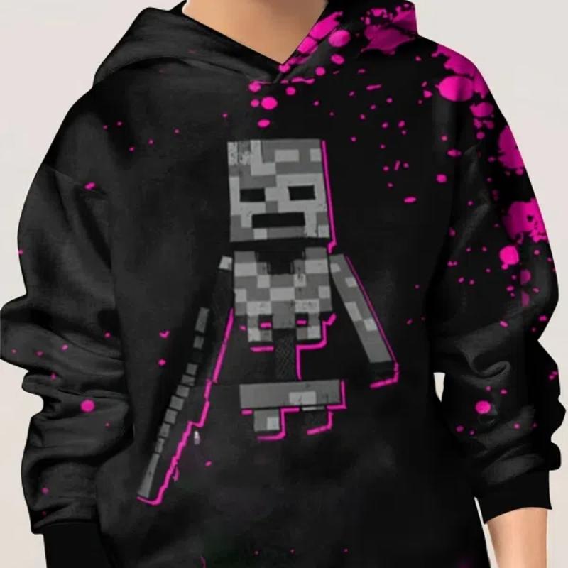 

Детская толстовка с принтом «Пиксельный робот» Пуловер унисекс Повседневный топ с капюшоном и длинными рукавами Верхняя одежда для девочек и мальчиков на весну и осень Топы 110CM