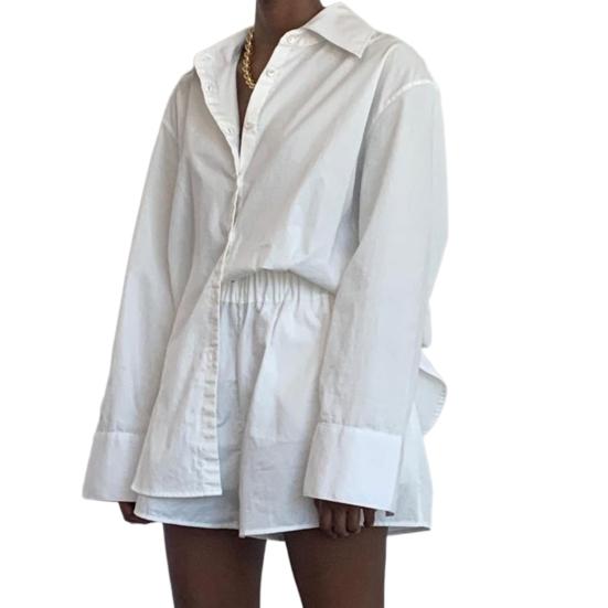 2 Teile/satz Top Shorts Set Casual Umlegekragen mit Taschen Gestreiften Design Frauen Outfit Set