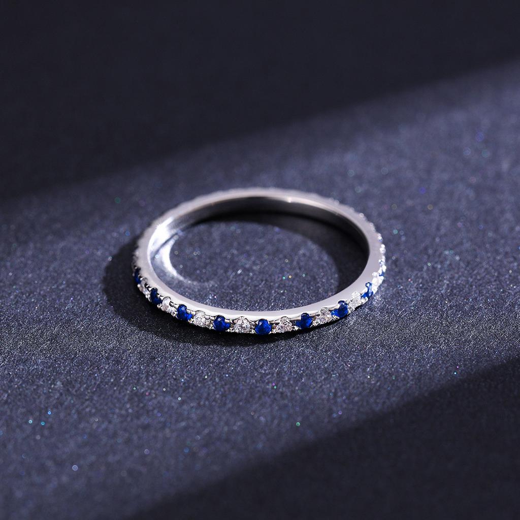 Modian Rainbow CZ Finger Rings for Women Stackable Slim 4 Wedding Engagement Band 925 Silver Fine Jewelry