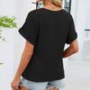 Damenmode Farbe Rundhals Spitze Spitze Locker Kurzarm T-Shirt Top