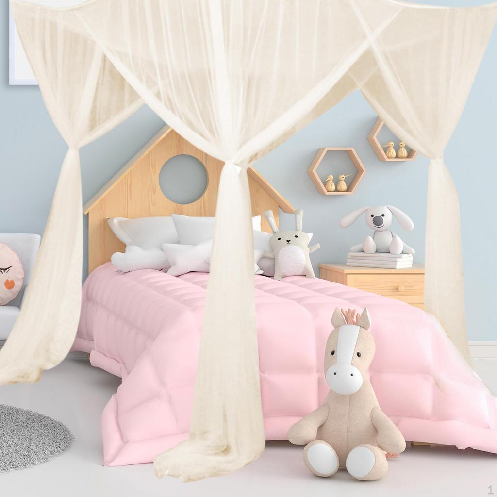 4 Canopy Bed Curtain Bedding Drape Cover Cozy Bedroom Netting for Girls