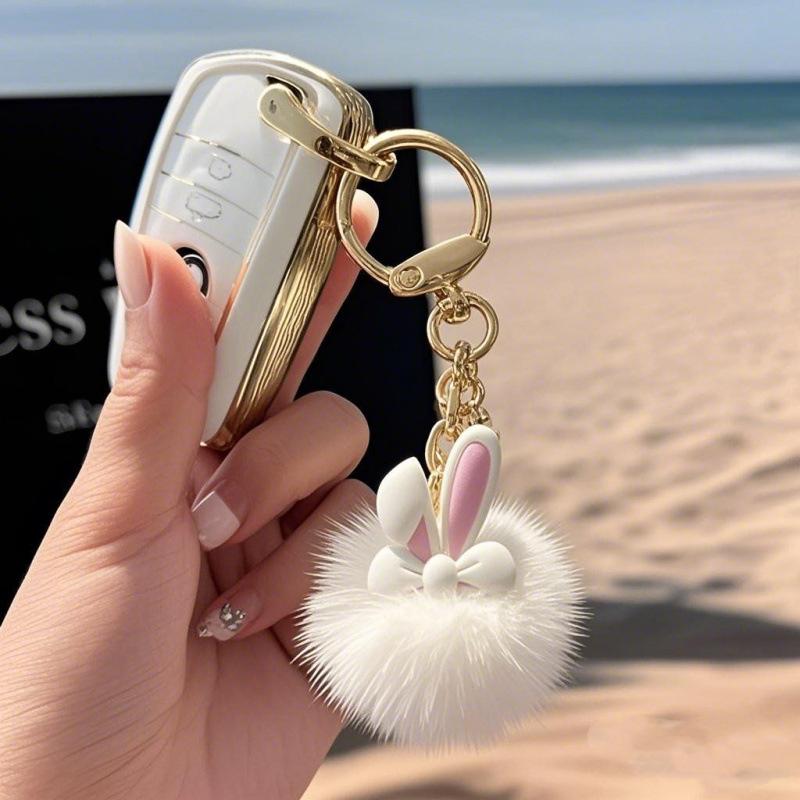 1 piece of smooth touch butterfly bow rabbit ear decoration daily necessities plush keychain accessory