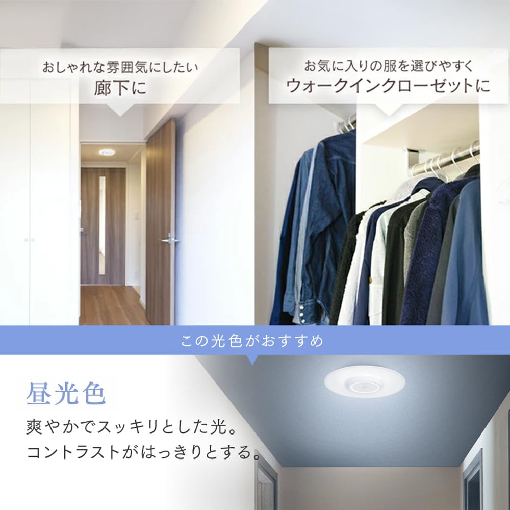 Iris Ohyama LED Ceiling Light, Compact, Thin Panel Light, Eye-Friendly Light, 1900lm, Warm White, with Motion Sensor, for Entryways, Hallways,