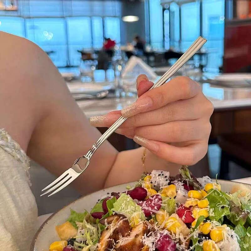 RuHan Creative Stainless Steel Long Handle Fruit Fork
