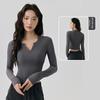 Lu Same Yoga Clothes Long Sleeves Women's Fixed Cup Rib Silm Slim Looking Sports T-Shirt Fitness Pilates Training Wear