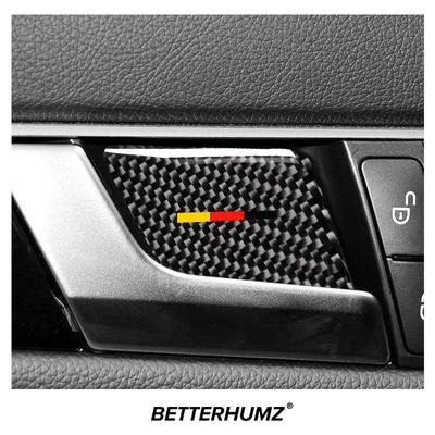 For Mercedes Benz W204 W212 C E Class 4pcs Car Door Handle Bowl Trim Panel Stickers Carbon Fiber Interior Tuning Accessories