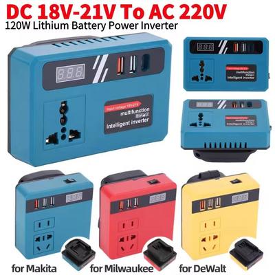 300W Stromrichter DC 18V-21V auf AC 220V Lithium-Batterie-Wechselrichter mit Dual-USB QC3.0 Ladeanschluss für DeWalt Makita Milwaukee
