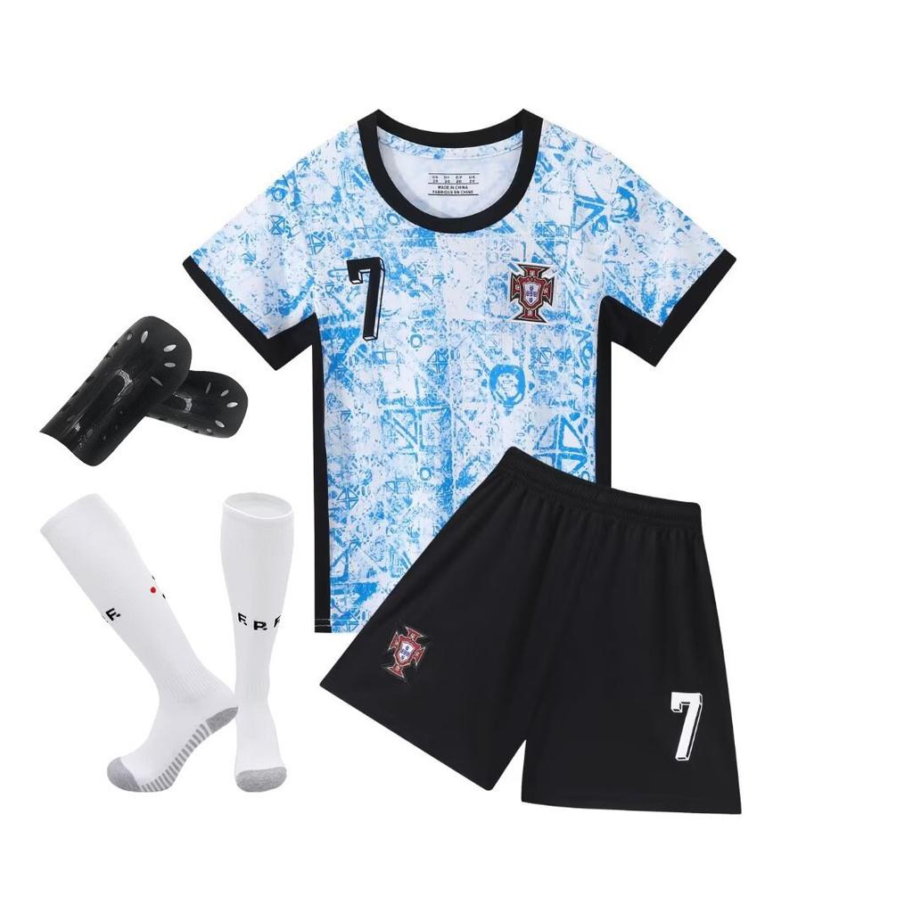 24-25 Portugalsko Venkovní č.. 7 Club Fotbalový dres Dětské oblečení Pánská/Dámská sada Velikost 14-3XL