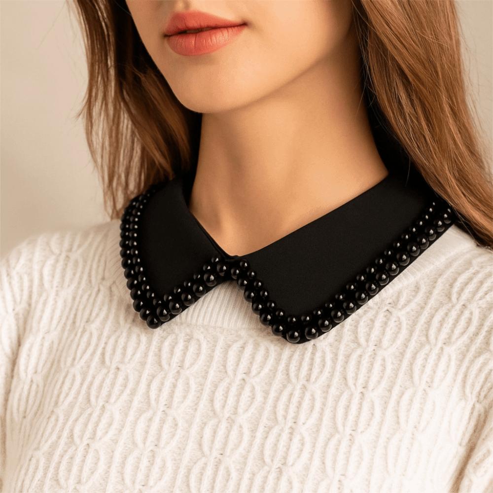 Fashionable Pearl Border Fake Collar Detachable Minimalist Neck Collar High-End Elegant Dress Blouse Decor For Women