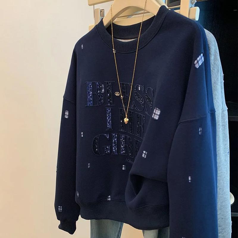 Sweatshirts for Women Pullover Long Sleeve Round-neck  Autumn Winter Warm Oversize Thickened  Top