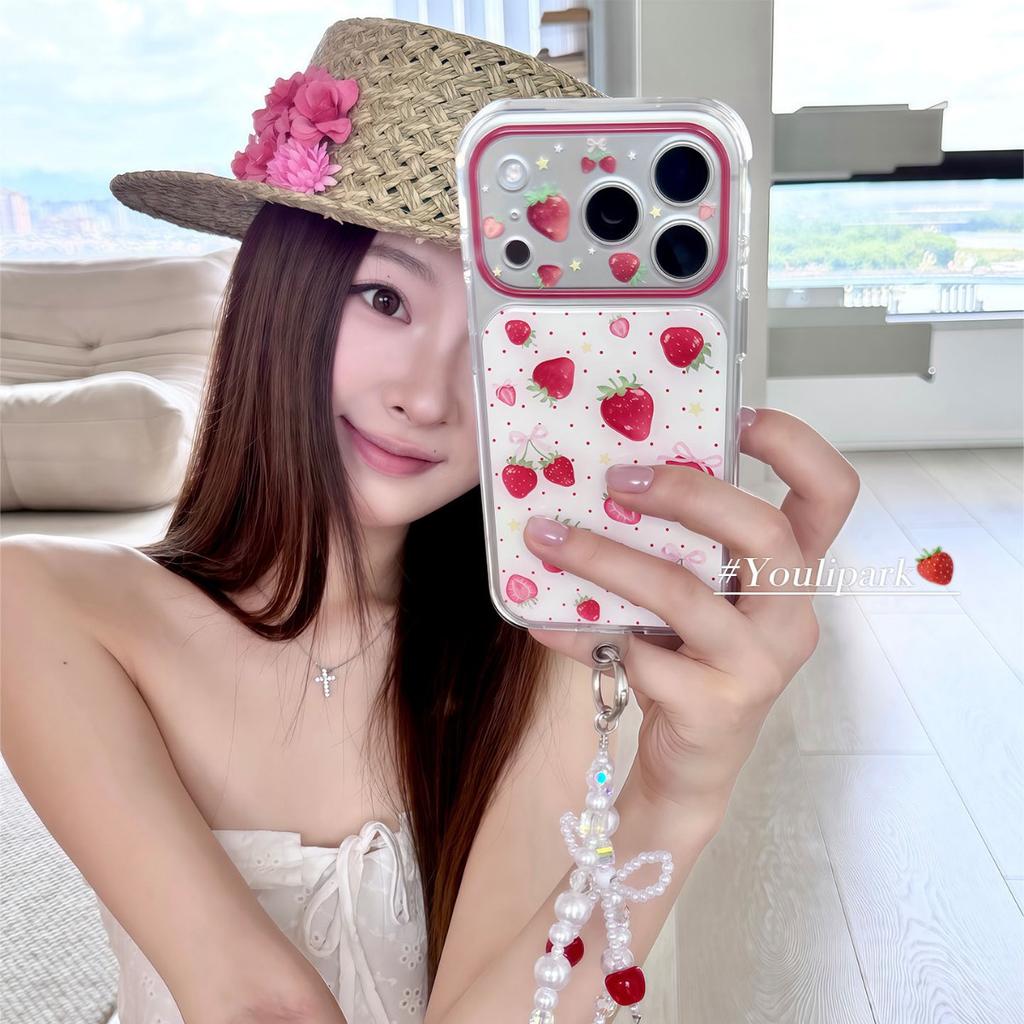 Ins Korean Sweet Girl Polka Dot Bow Strawberry 11 Shell 11pro Apple 11ProMax Mobile Phone Case Female