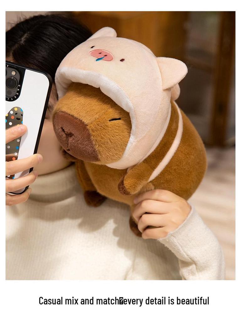 Capybara Plush Toy: Cartoon Backpack & Removable Doll