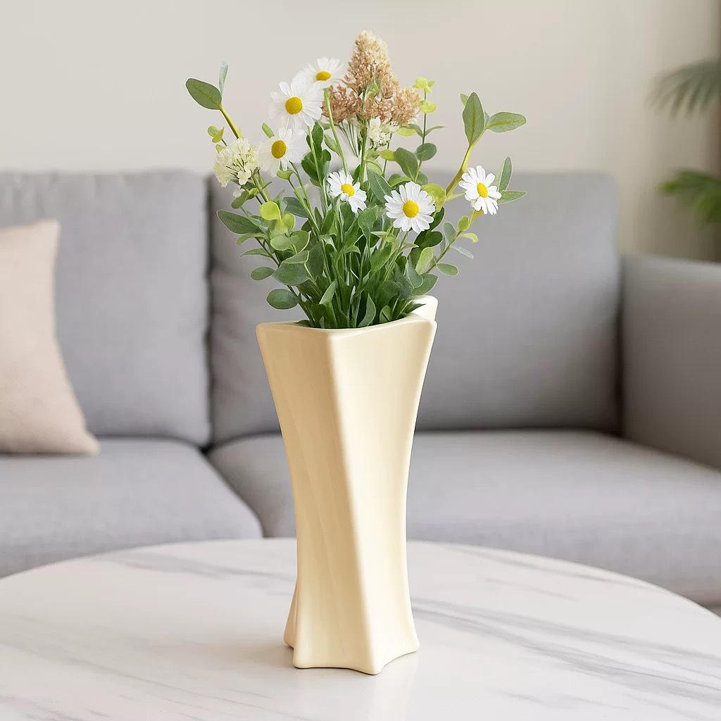 Nordic Wavy Edge Vase for Artificial Flowers - Creative Living Room Decor