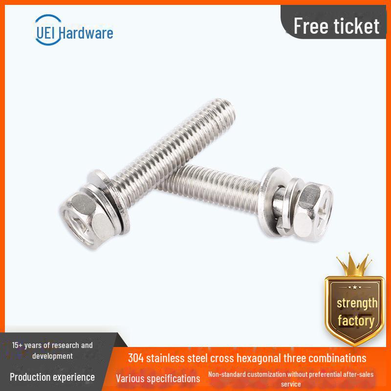 304 Stainless Steel Hexagon Screw with Spring Washer Combination