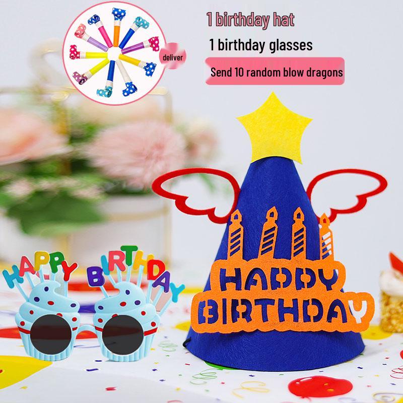 First Birthday Party Glasses & Hats Set for Boys and Girls - Cake & Photo Props