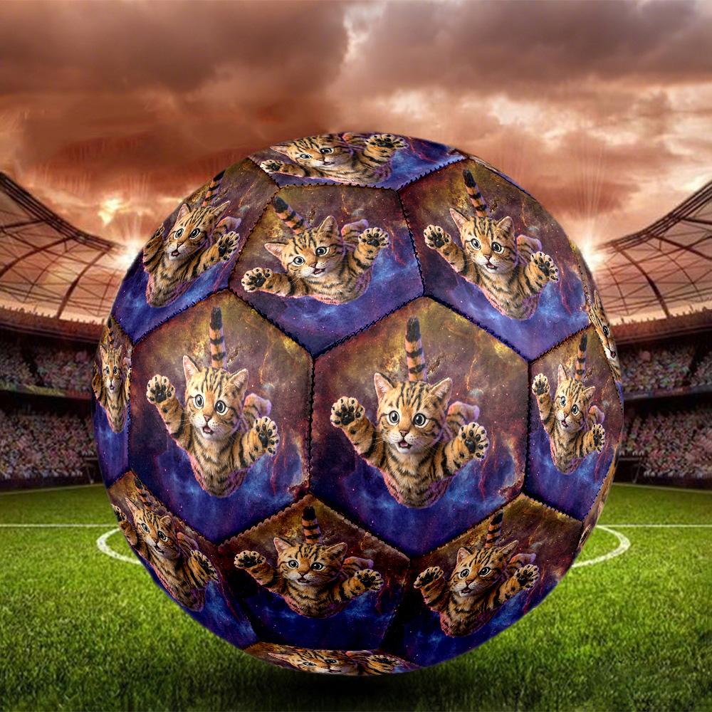 Galaxy Cat Dog Indoor Soccer Ball Size 5 Colorful All Ages Machine Stitched PVC Competition Ready Durable High-Bounce
