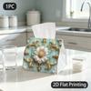1pc Tissue Box, Rococo Floral Golden Pearl Elegant Pattern, 2D Flat Printing, Lightweight, Folds Flat, Tissue Organizer, for Sleeping Areas, 2D Flat