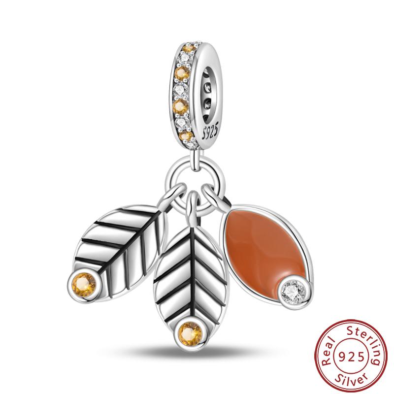 Copper Romantic Autumn Charms Beads Pumpkin Maple Leaf Scarecrow Harvest Pendant 3Mm Diy Fine Jewelry Accessories