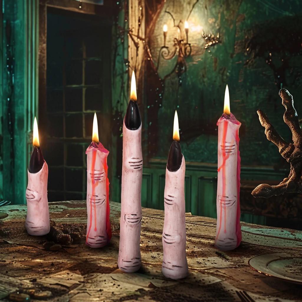 Halloween Party Decoration Bat Black Flickering Soy Wax Candle Witch Finger Scented Spooky Halloween Decorative Candle