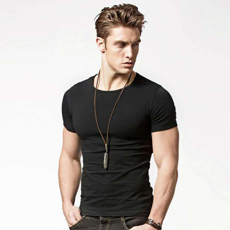 Men's Fitness V-Neck Short Sleeve Compression T-Shirt - White