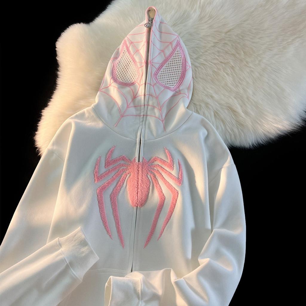 Spider-Man Hoodie Men Women Oversized Hip Hop Crewneck Sweatshirt Vintage Milk Silk Blend Pullover Casual Streetwear