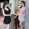 Sexy Mesh Hollowed Out Ruffle Edge Nightclub New Perspective Design Small Vest Dress Pendulum