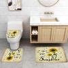 Set 4pcs Doormat Shower Curtain with Non-Slip Rugs Toilet Seat Cover Bath Carpet Durable Waterproof Bathroom Home Entrance Decor
