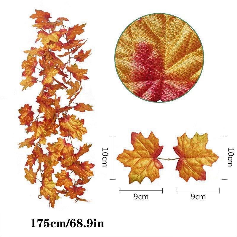 Autumn 180cm Artificial Fall Maple Leaves Garland Hanging Plant Home Party Decor