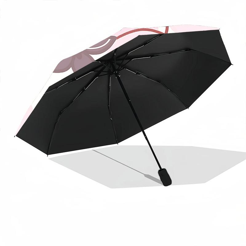 1pc Adorable Heart Bowknot Design Automatic Folding Umbrella with Cross Pattern - Perfect for Fans, Travelers, Daily Use, and Festive Gifts!F063