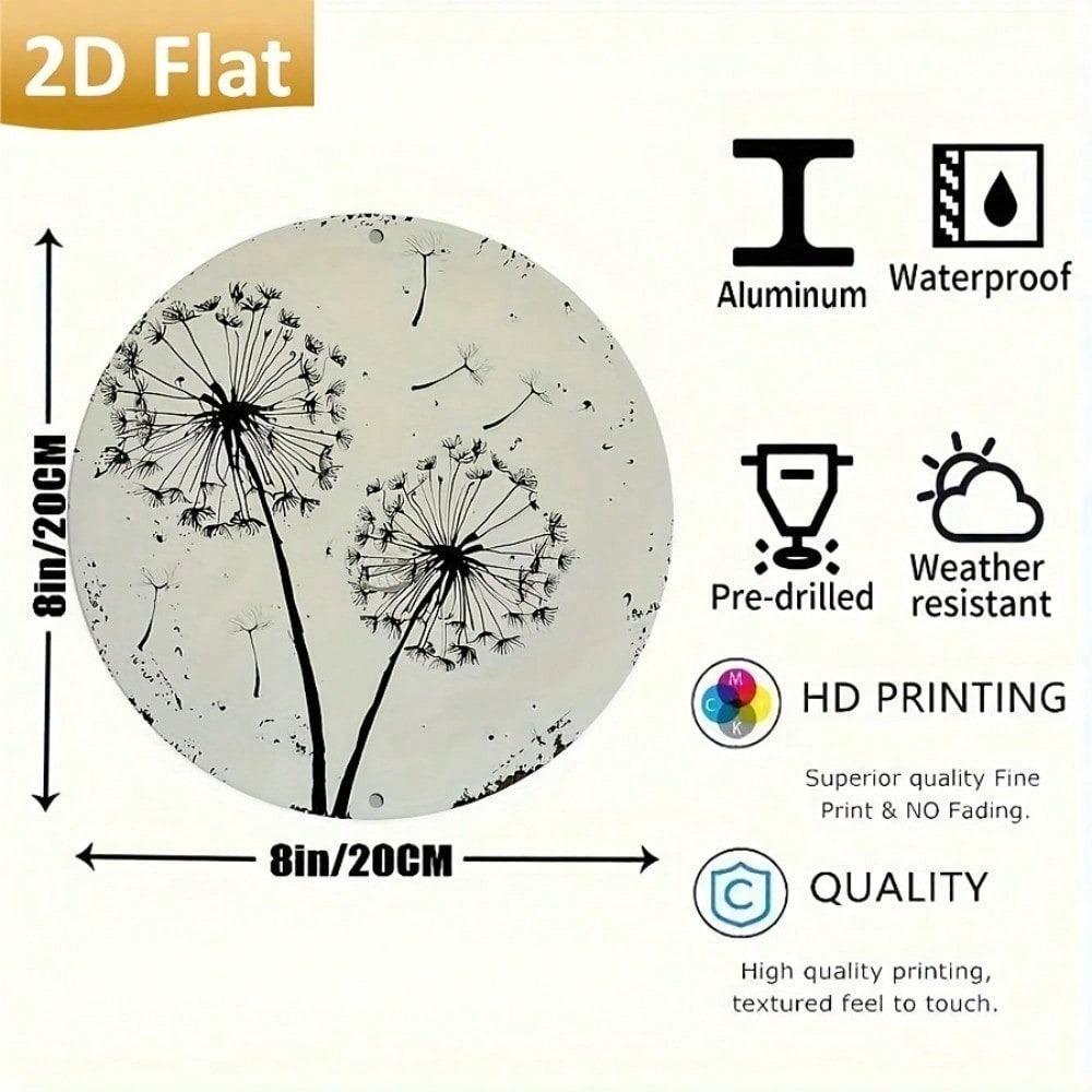 Vintage Pusteblume Aluminium Wandkunst Kreis Metall Gartenschild Bauernhaus Heimdekoration