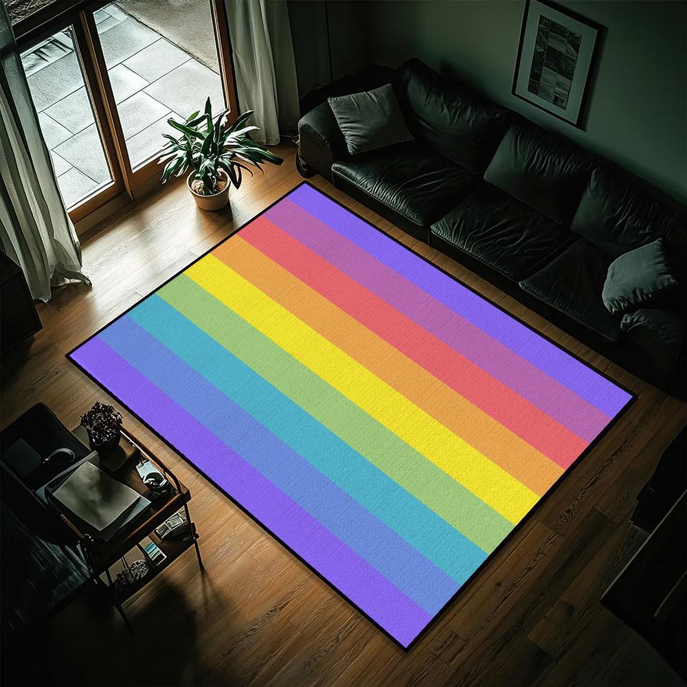 Flaga Tęczowa LGBT Pride Mata pod Drzwi Wejście Antypoślizgowa Zmywalna Dywanik Kuchenny Dywanik do Salonu Przedpokoju Dekoracja Łazienki