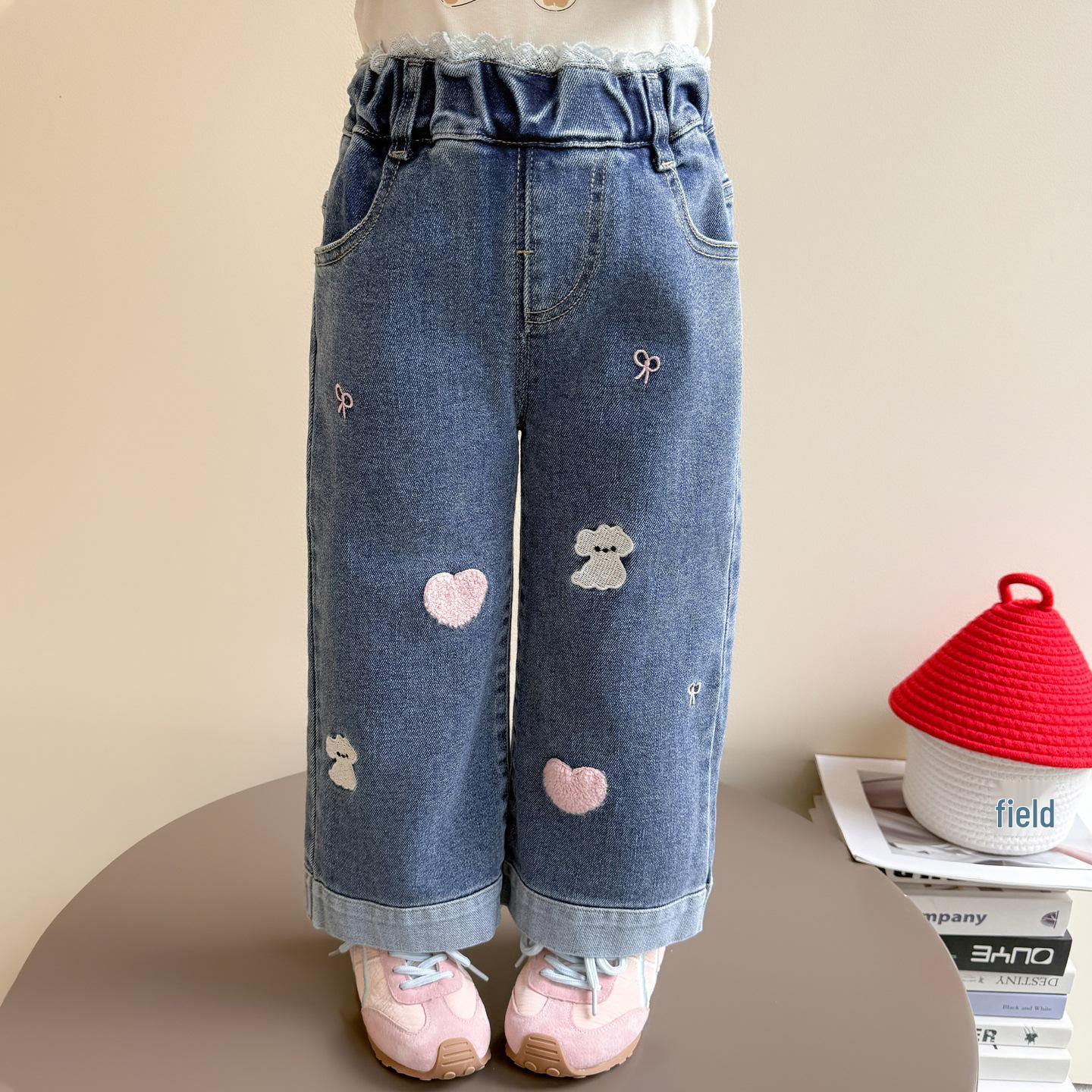 

2025 Trendy Girls Wide Leg Jeans - Spring/Autumn Collection 90 cm синий