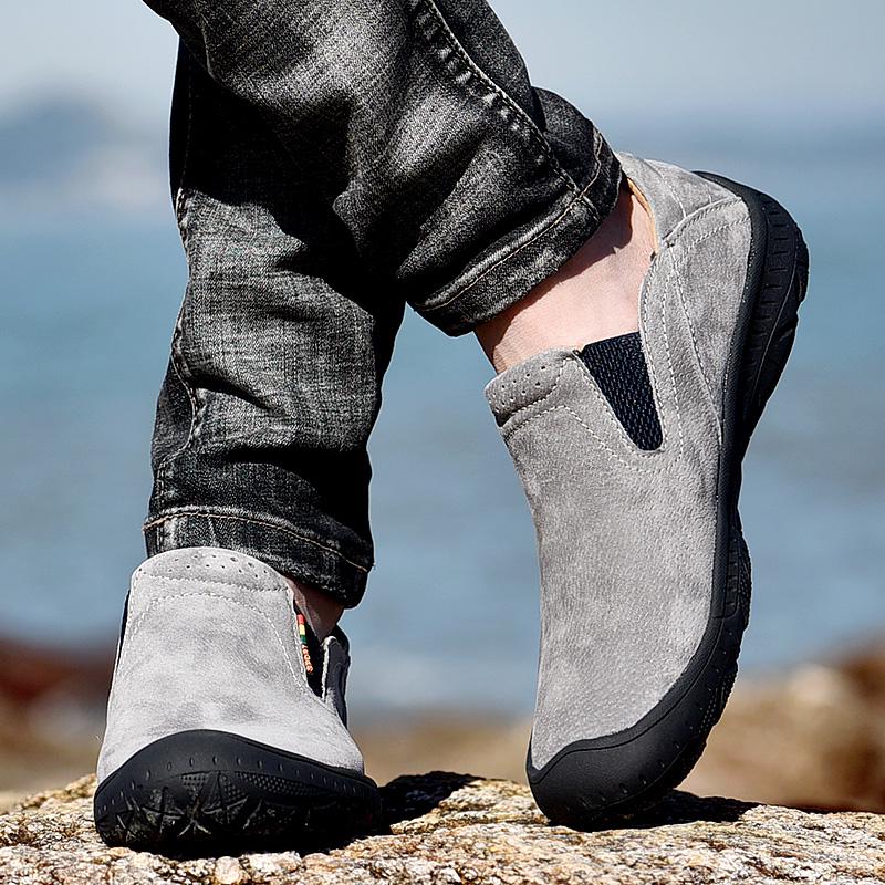 Neueste Hochwertige Herrenschuhe Freizeit Echtes Leder Kuhvelourschuhe Herren Slipper Slip-On Flats Freizeitschuhe Outdoor Wanderschuhe