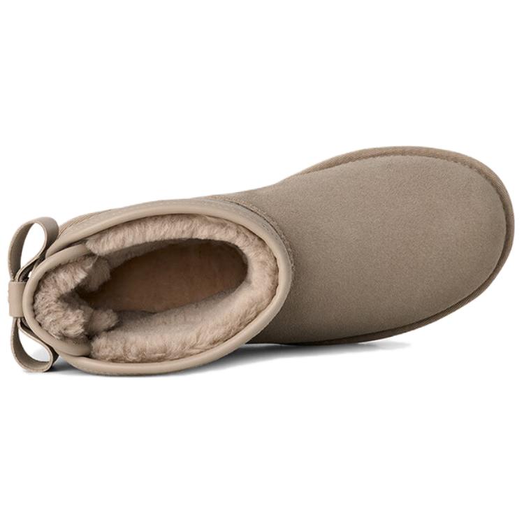 UGG Ultra Mini Bailey Leather Bow Comfortable Fashion Snow Boots Women boots Pebble-Grey 1174494-CBBLG