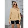Damen Herbst und Winter Neu Einfarbig Gerippt Rundhals Langarm Lockeres Sweatshirt Top