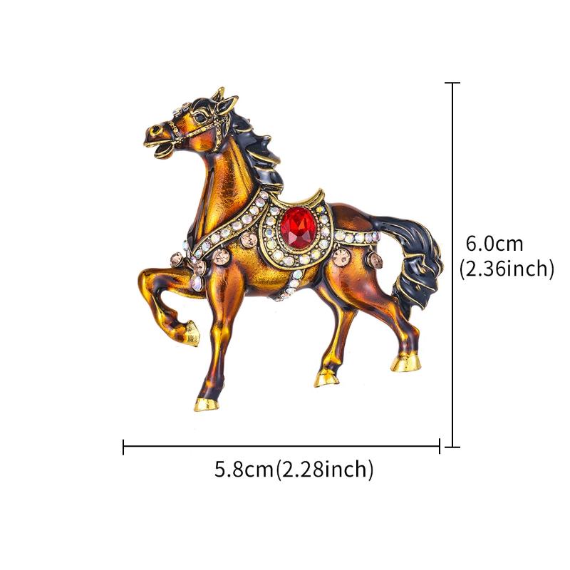 Rhinestones Pearl Alloy Horse Brooches Zodiac Pony Pins Women Men Clothing Accessories Suit Lapel Corsage New Year Gifts