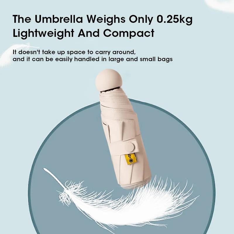 Mini Capsule Travel Umbrella Windproof Sun Rain Proof UV Protection Portable Compact Lightweight for Women Men