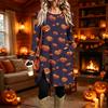 Women's Casual Printed Long Sleeve Neck Dress for Daily Wear