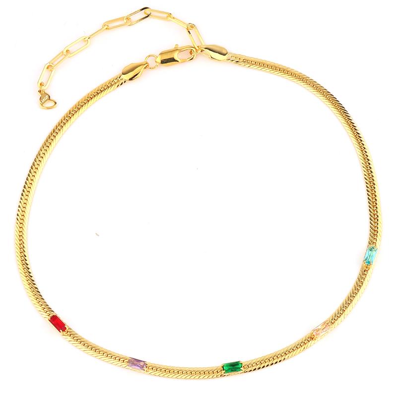 Mix Fashion Summer Colorful Rainbow Women Girl Jewelry 5A Cubic Zirconia Delicate Gold Filled Charm Tennis Chain Necklaces
