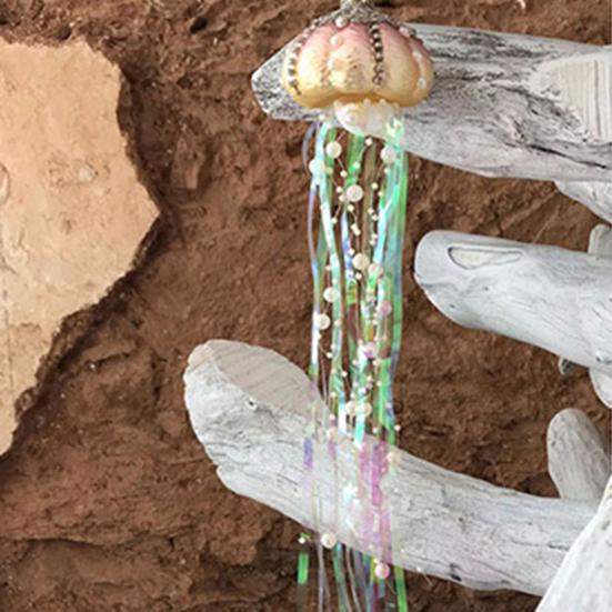 4Pcs Jellyfish Decoration Fine Workmanship Good-looking Long Lifespan Festive Stylish Increase Atmosphere Plastic Xmas Glass Pearl Jellyfish Pendant