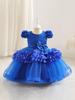 Girls' First Birthday Princess Bow Dress - Floral Mesh Summer Style