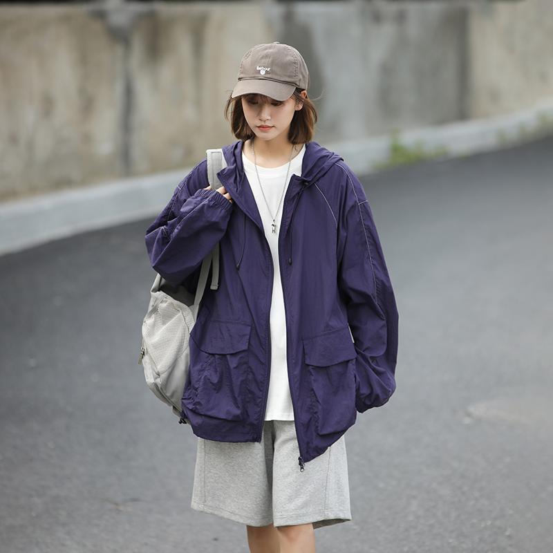 

Summer Lightweight Skin Clothes, Women s Sun Protection Clothes, Women s Fishing Clothes, Hooded Quick Drying Clothes, Women s UV Resistant Outerwear XL фіолетовий